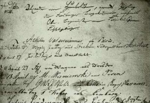 Eintragung Alexander von Humbolds in das Jahrbuch der Zeche "Beschert-Glück" anläßlich seines Besuchs 1826 in Freiberg