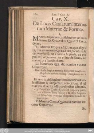 Cap. X. De Locis Causarum internarum Materiae & Formae.