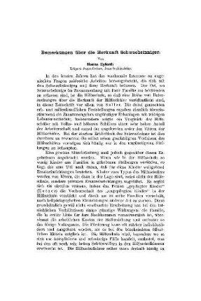 Bemerkungen über die Herkunft Schwachsinniger