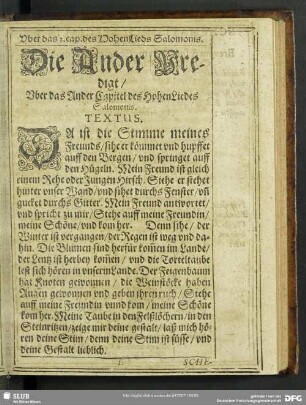 Die Ander Predigt, Uber das Andere Capitel HoheLiedes Salomonis