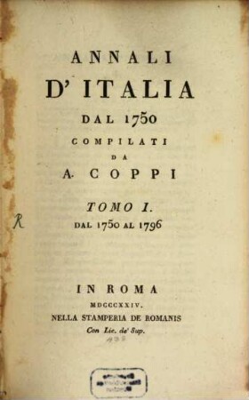 Annali d'Italia dal 1750. 1, Dal 1750 al 1796