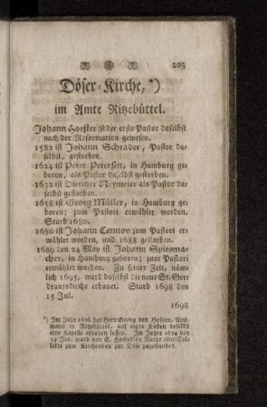 Döser-Kirche, im Amte Ritzebüttel.