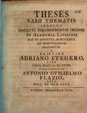 Theses varii thematis