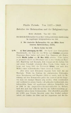 Fünfte Periode. Von 1517-1648. Zeitalter der Reformation und der Religionskriege.