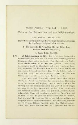 Fünfte Periode. Von 1517-1648. Zeitalter der Reformation und der Religionskriege.