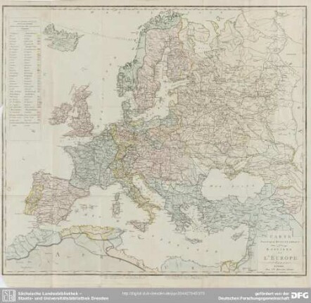 Carte politique, hydrographique & routiere de l'Europe