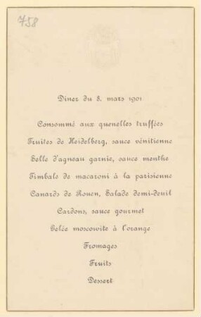 Menükarte : Diner