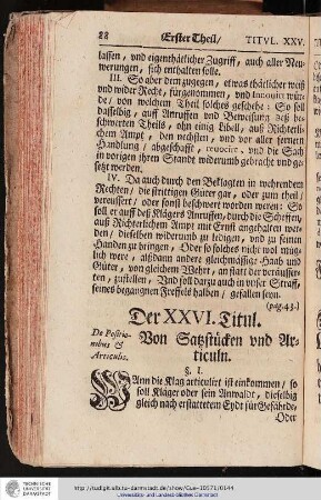 Der XXVI. Titul. Von Satzstcken und Articuln