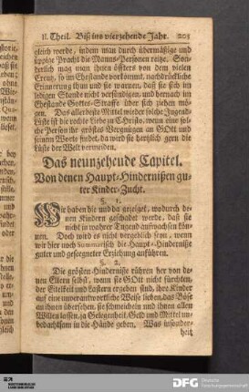 Das neunzehende Capitel. Von denen Haupt-Hindernißen guter Kinder-Zucht
