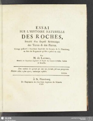 Essai sur l'histoire naturelle des roches