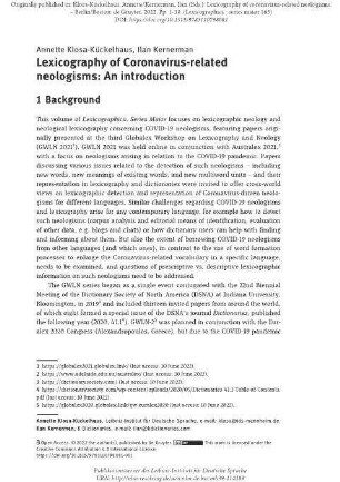 Lexicography of coronavirus-related neologisms: an introduction