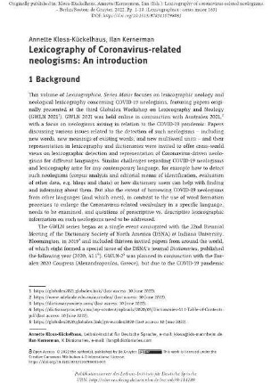 Lexicography of coronavirus-related neologisms: an introduction