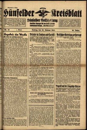 Erste Ausgabe vom Freitag, den 28. Februar 1941.