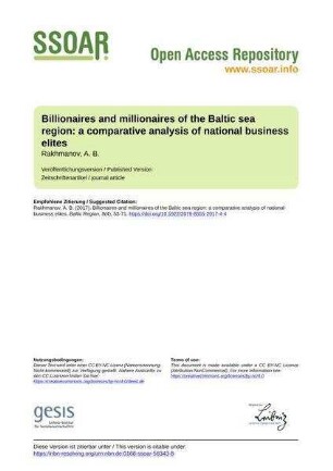 Billionaires and millionaires of the Baltic sea region: a comparative analysis of national business elites