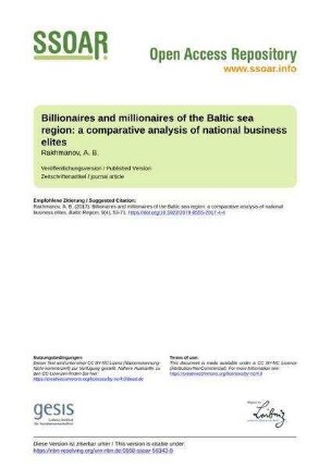 Billionaires and millionaires of the Baltic sea region: a comparative analysis of national business elites