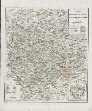 Charte von dem Herzogthum Nassau der Landgrafschaft Hessen Homburg und dem Gebiet der freien Stadt Frankfurt Am Main