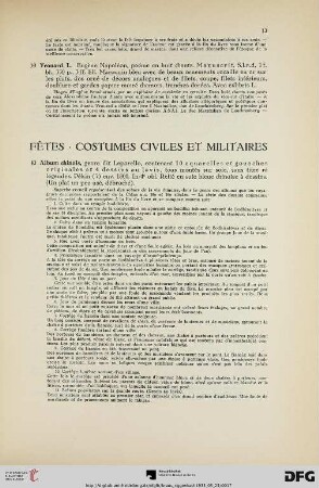 Fêtes • costumes civiles et militaires (Nr. 40-61)