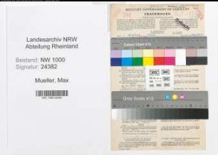 Entnazifizierung Max Mueller, geb. 22.01.1909 (Postbeamter)
