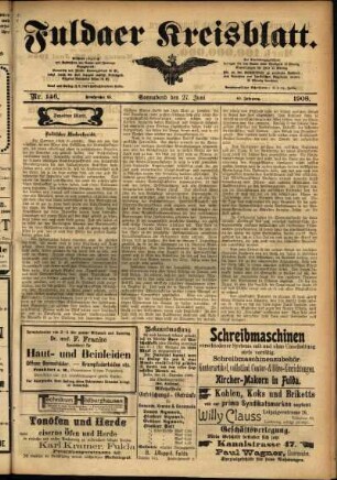 Zweite Ausgabe vom Samstag, den 27. Juni 1908.