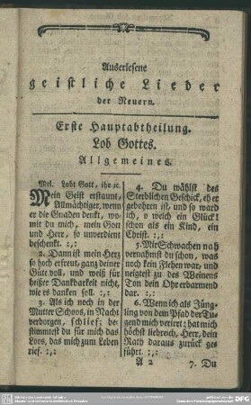 Erste Hauptabtheilung. Lob Gottes