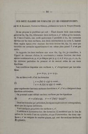 SUR DEUX CLASSES DE SURFACES QUI SE CORRESPONDENT.
