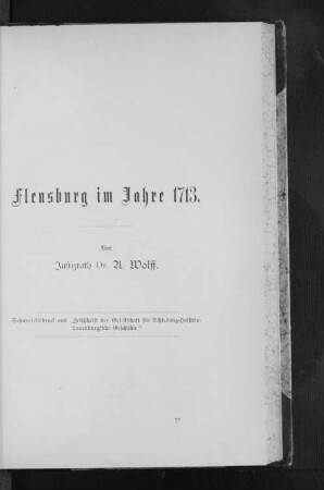 Flensburg im Jahre 1713