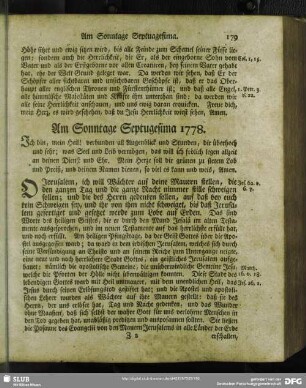Am Sonntage Septuagesima 1778