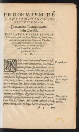 Prooemium De Confirmatione Institutionum.