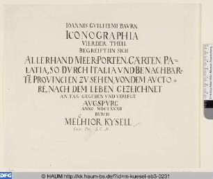 Ioannis Gvilielmi Bavin Iconographia, Vierder Teil, Titelblatt