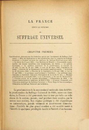 La France sous le régime du suffrage universel