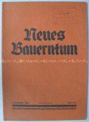 Landwirtschaftliche Fachzeitschrift "Neues Bauerntum"