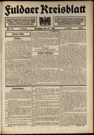 Zweite Ausgabe vom Samstag, den 27. Juli 1912.