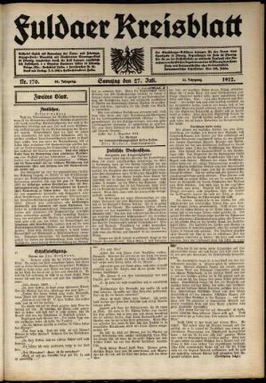 Zweite Ausgabe vom Samstag, den 27. Juli 1912.