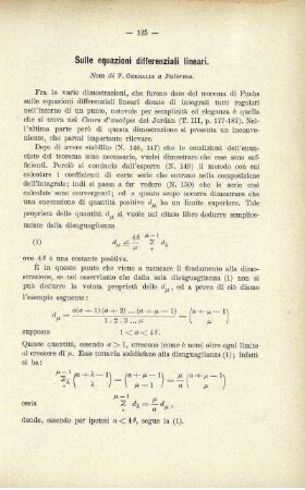 Sulle equazioni differenziali lineari.