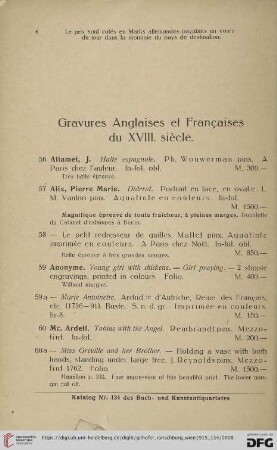Gravures Anglaises et Francaises du XVIII siècle (Nr. 56 - 263)