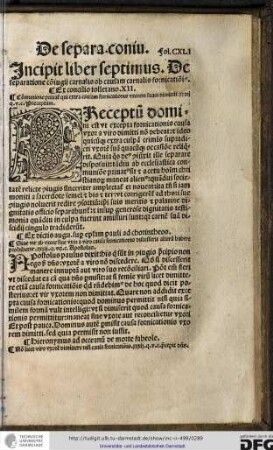Incipit liber septimus de separatione coniugii carnalis ob causam carnalis fornicationis.