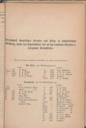 Alte Reihe. Annenstraße. [Bäckergang. Bergstraße. Bierträgergang. Blocksberg. Boninstraße. Brunswiekerstraße. Budengang. Burgstraße.]
