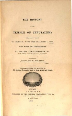 The History of the Temple of Jerusalem