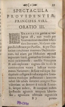 Spectacula Providentiae, Principes Viri. Oratio III.