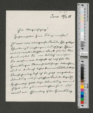 Brief an Werner von Melle