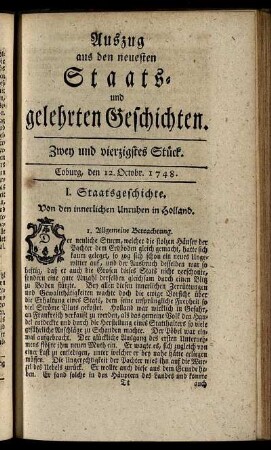 Zwey und vierzigstes Stück. Coburg, den 12. Octobr. 1748.