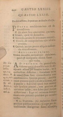 Quaestio LXXIII. De detractione, in quatuor articulos divisa.