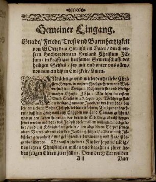 Gemeiner Eingang; Textus; Exordium; Locus.