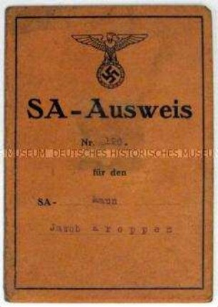 Mitgliedsausweis der SA aus dem Jahr 1932