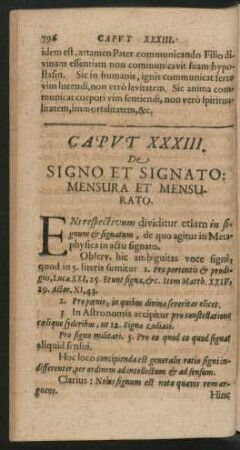 Caput XXXIII. De Signo Et Signato: Mensura Et Mensurato.