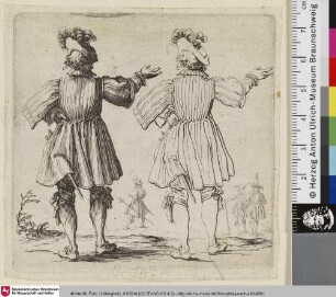 [Offizier, von hinten gesehen; Deux figures côte à côte d'un officier de hallebardiers]