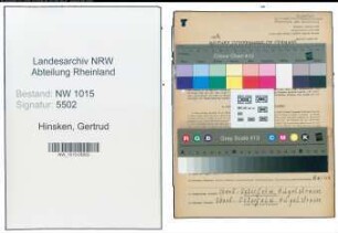 Entnazifizierung Gertrud Hinsken , geb. 03.03.1896 (Kauffrau)