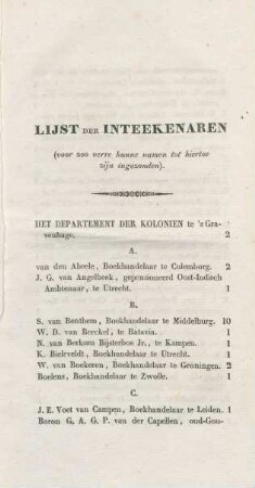 Lijst der inteekenaren