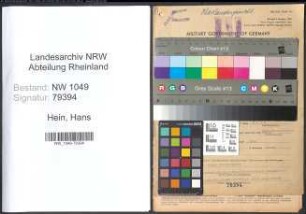 Entnazifizierung Hans Hein , geb. 02.06.1897 (Richter)