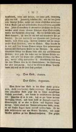 23. Das Gold, Aurum. Das Silber, Argentum.